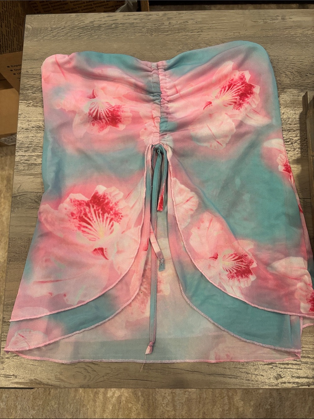 Streetwear Society Pink & Aqua Floral Tube top